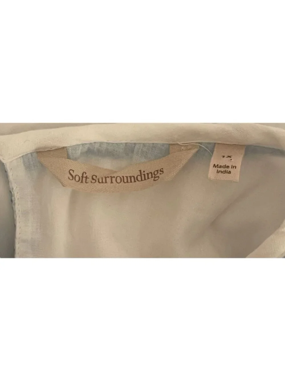 Soft Surroundings Juniper PLUS 1X Embroidery Gauze 3/4 Sleeve Dress Beach Boho - Picture 13 of 14